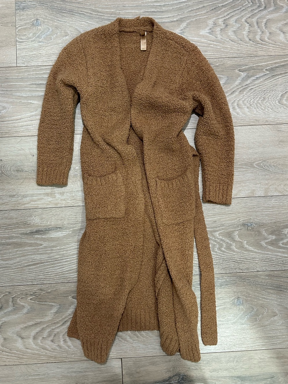 SKIMS Chestnut Brown Long Plush Open-Front Cardigan